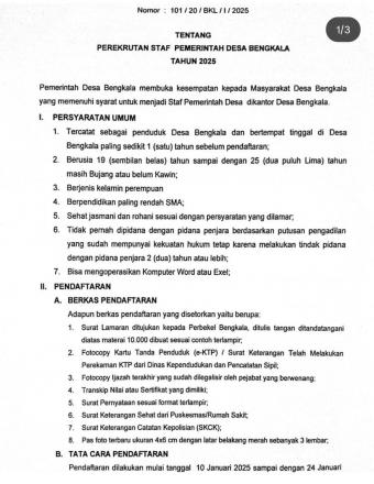 Perekrutan Staff Pemerintah Desa Bengkala Tahun 2025